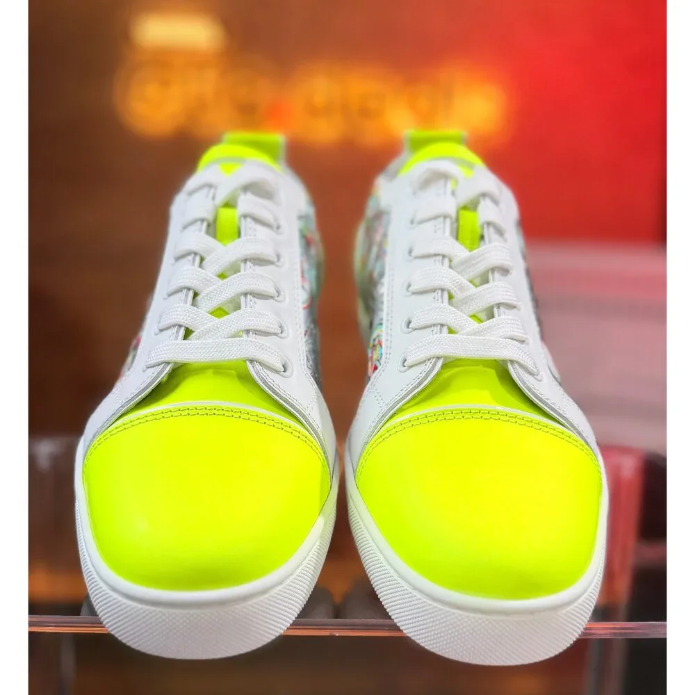 Christian Louboutin Louis Junior Space Club Sneakers Neon Yellow Multicolor EU